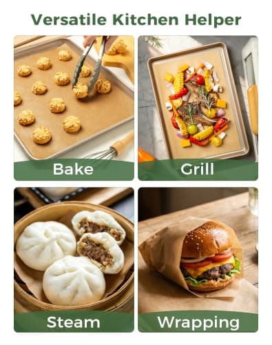 Atchake 120Pcs 8x12 Unbleached Parchment Paper Sheets, Non-Stick & Heavy Duty Baking Paper, Pre-Cut Parchment Paper for Baking, Cooking, Air Fryer, Steaming, Grilling, Sandwiches Wrapping - Thumbnail 6