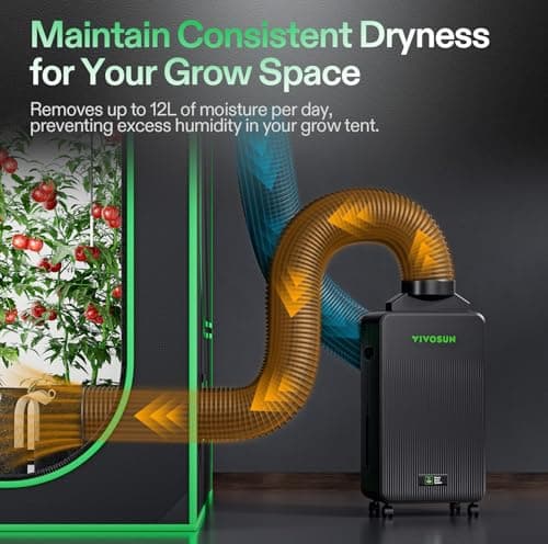 VIVOSUN AeroDrain D12 Smart Environmental Dehumidifier, up to 12L/day, 2L Water Tank, with Temperature & Humidity Sensor Probe, Smart Remote Control, Designed for Grow Tents - Thumbnail 2