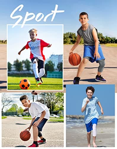 Roadbox Boys One Leg Compression Pants, 2Pack 3/4 Athletic Basketball Leggings, Youth Sports Baselayer Tights - Thumbnail 6