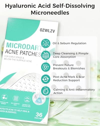 Pimple Patches for Face, 36ct Microdart Acne Patches, Microdart Pimple Stickers for Covering Zits & Blemishes, Self-Dissolving Microneedle Patches with Salicylic Acid, Hydrocolloid Facial Patches - Thumbnail 4