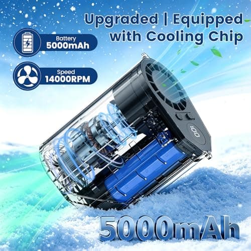 DUOMIY 2026 Portable Waist Fan Clip on, 14000RPM Strong Airflow Rechargeable Neck Fan, Mini Fan Hands-Free with 5 Speeds & 26H Working Time for Outdoor, Indoor, Jobsite, Camping, Greige，Deep Gray - Thumbnail 4