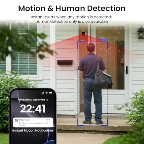 INFIYA 2K No Drill Window Camera-2 Pack 2.4Ghz & 5Ghz WiFi Dome Cameras for Home Security for Indoor & Outdoor Monitoring, Color Night Vision, Human Detection, 24/7 Recording, Ideal for Apartment, K1 - Thumbnail 6
