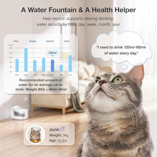 PETGUGU AI Cat Water Fountain with App Monitoring, Ultra-Quiet Automatic Pet Water Dispenser, Wireless Pump, 8-Layer Filtration BPA-Free, WiFi Cat Drinking Fountain for Cats and Dogs (2.4G Only) - Thumbnail 3