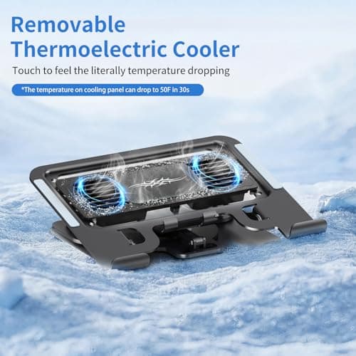 Laptop Cooling Pad with Detachable Fan & Cooler, 2-in-1 Laptop & Phone Stand, Adjustable Angle, 360° Rotatable Base, Carbon Steel, Ultra-Quiet & Super Sturdy for Laptop (Black) - Thumbnail 2