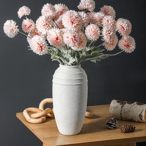 Lyeec Rustic Farmhouse Flower Vase - 12.87 inch Tall Ceramic Vintage Vase for Home Decor, Living Room Shelf Decor, Enterway Table Decoration - Thumbnail 4