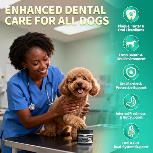 POPPAW Dog Dental Powder – Teeth Cleaning Powder with 6B CFU Probiotics, Enzymes & Antioxidants, Plaque & Tartar Off, Fresh Breath Support, 75 Days, Mint Chicken Flavor, No Brushing Oral Care - Thumbnail 2