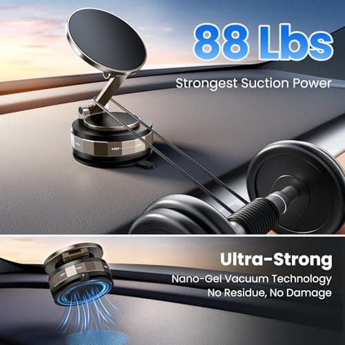 TECKNET Vacuum Magnetic Phone Holder - Upgraded 360° Adjustable Nano Gel Suction Cup Phone Holder for MagSafe, Car Mount for Car/Gym/Kitchen, Compatible with iPhone, Android and All Smartphones - Thumbnail 2