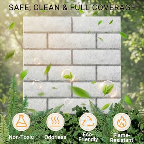 15 Pack Brick Acoustic Panels with Self Adhesive, 12" x 12" x 0.4" High Density Sound Absorbing Foam Panels for Walls, Noise Reduction for Home Studio & Office – White - Thumbnail 3