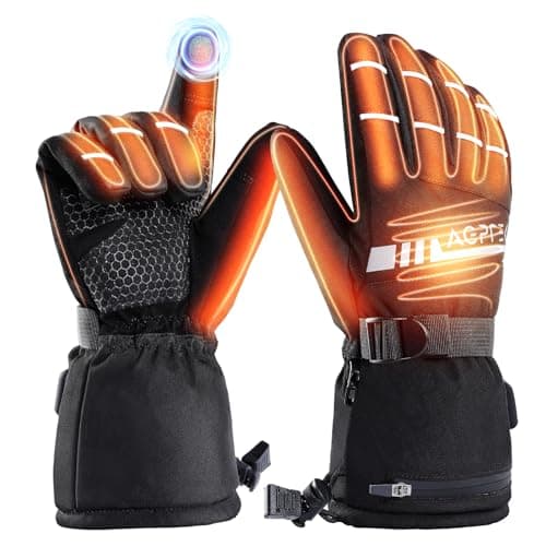 AGPTEK Heated Gloves for Men Women, 7.4V Fast Heat Rechargeable Winter Glove with Battery Indicator &Touchscreen, Waterproof Hand Warming for Skiing, Hiking, Camping, Fishing, Motorcycle, S