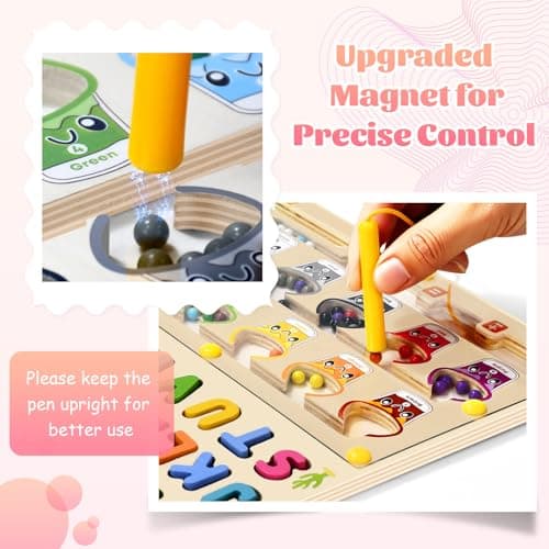 GAKICO Magnetic Color and Number Maze: 5-in-1 Montessori Toys for Toddlers 3 4 5 Years Old, Wooden Alphabet Maze Letter Puzzle Fine Motor Skills Sensory Toys, Christmas & Birthday Gift for Kids - Thumbnail 3