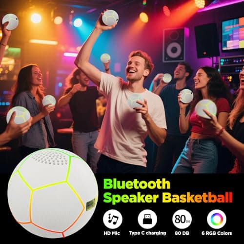 JISPOORT Mini Light Up Glowing Soccer Ball Bluetooth Speaker - Thumbnail 6