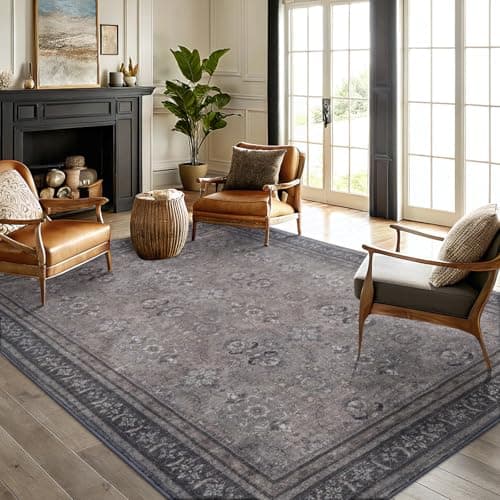 Vanmoos 5x7 Area Rugs for Living Room, Bedroom - Machine Washable, Non-Slip Bedside Rug, Large Soft Floor Carpet for Office, Dining Room, Farmhouse and Home Decor, Urban Luxe/Olive Brown - Thumbnail 2