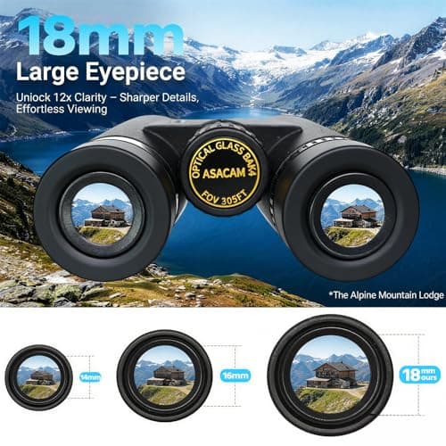 Asacam 12x42 Binoculars for Adults, High Powered Binoculars with Large Eyepiece, Lightweight HD BAK4 Prism for Bird Watching, Travel, Hunting, Camping, Sports - Thumbnail 2