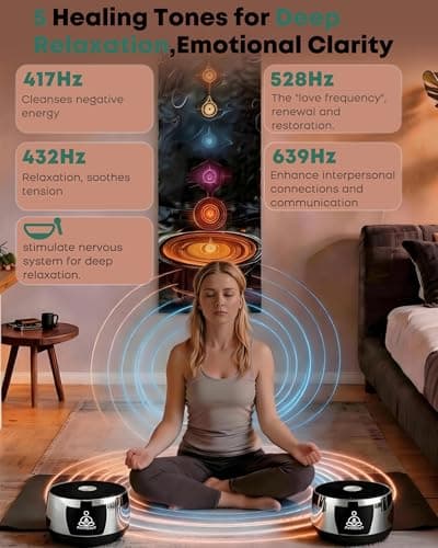 PUVIDJUT Sound Frequency Instruments, Meditation Tone TWS Machine- Solfeggio Bath Device for Yoga, Mindfulness, Singing Therapy System of Chakra Relaxation and Stress 5 Tones, 3 Timer Modes - Thumbnail 3