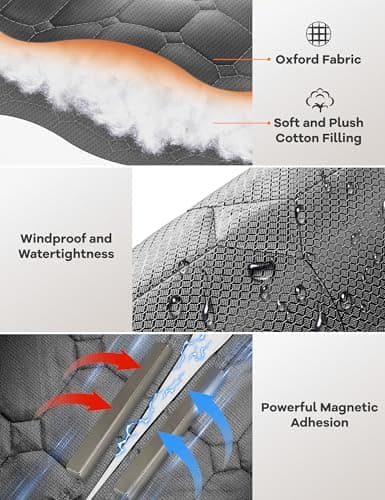 AEOCOO Thicken Wide Thermal Insulated Door Curtain, Fit Size up to 72 x 80 Inches, Magnetic Door Screen Curtain Filled with Thick Cotton for Winter, Sliding Glass/Patio/French/Front/Back, Grey, Square - Thumbnail 6