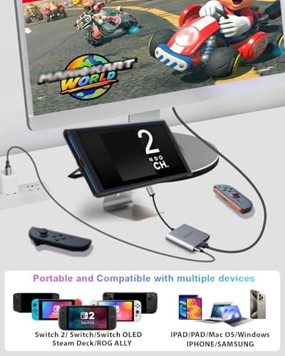 Switch Dock,Switch Docking Station/USB C to hdmi for Nintendo Switch/Switch 2 with HDMI 2.1/4K120Hz,usbc to hdmi Adapter Compatible with MacBook/Laptop Support v22 of NS2 After Update - Thumbnail 2