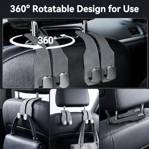 Flimjibg Car Seat Headrest Storage Hooks - 2 Pack Dual Hangers Design Organization Accessories, Car Interior Gadgets to Add Extra Holder and Hook for Purses,Bags,Coat and Handbag - Thumbnail 3
