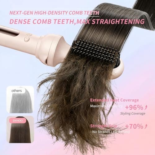 DYHOO 3 in 1 Automatic Hair Curler Set, 1"&1.25" Barrels with Straightening Brush, 3 Temp, Negative Ion Hair Styler for Beach Waves, Loose Curls & Straight Hair, Travel Light - Thumbnail 3