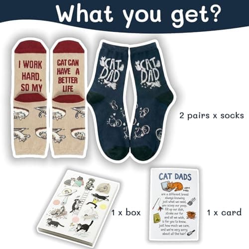 ZAOMENG Funny Socks for Men Cat Dad Socks Novelty Fun Cat Socks Birthday Crazy Gifts for Cat Lovers,Boyfriend Crew Cotton Sock for Adult - Thumbnail 4