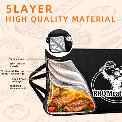 Roseek BBQ Meat Blanket Resting Brisket Bag Rugged 600D Oxford Leakproof Heat Pressed, Father's Day Birthday Wedding Gifts for Men Dad Husband Smoker&Grilling Accessories Backyard Camping Party(21") - Thumbnail 5