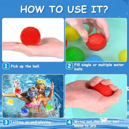 Bvrocio 100 pcs Reusable Water Balls, Reusable Water Balloons for Outdoor Toys and Games, Quick Fill Water Balls Toys for Kids and Adults Boys and Girls, Summer Balls for Pool and Backyard Fun Happy - Thumbnail 6