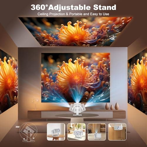 [ 800 ANSI Lumens ] 4k Projector 1080P Native, Electric Focus/Auto Keystone, Smart Proyector with Apps Built-in, WiFi and Bluetooth Projector for Home/Outdoor Movies/Bedroom (2026 Upgrade, L018-Grey) - Thumbnail 6