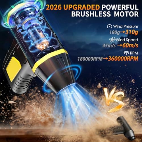 Electric Compressed Air Duster Cordless: 2026 Upgraded Mini Blower with 310g Wind Pressure 5-Speed Adjustable 360000 RPM for Computer Keyboard Outdoor and Car Cleaning - Fast Charging Handheld Blower - Thumbnail 2