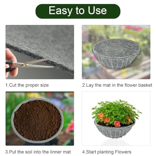 BETAGT 14x40 Inch Front Door Stairs Mat for Stain, Fabric Planter Basket Liner Pads, Non Woven Basket Liner Roll Mats, Hanging Basket Coco Liners for Plants Flower Outdoor Indoor Garden - Thumbnail 3