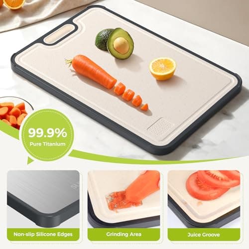 Titanium Cutting Board for Kitchen, Cutting Board Double Sided Food Grade, Pure Titanium/PP, Easy to Clean Large Size 15”×10.3” - Thumbnail 6