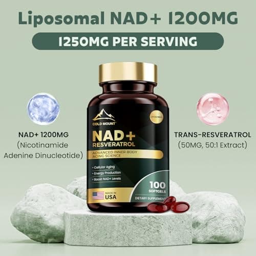 MEGNETA Liposomal NAD+ Supplement 1200mg with Trans Resveratrol - Boost NAD+ Levels, Energy & Anti-Aging Support - Vegan, 100 Softgels - Thumbnail 2