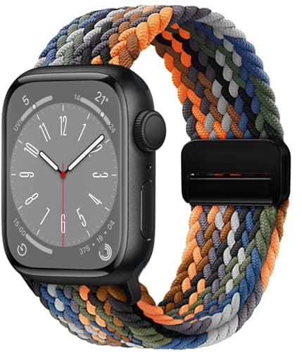 OMECKY Magnetic Braided Loop Band Compatible with Apple Watch Series 11 10 46mm 9 8 7 6 5 4 42mm 44mm 45mm 49mm for Women Men, Stretchy Nylon Elastic Sport Strap for iWatch SE/Ultra 1/2/3