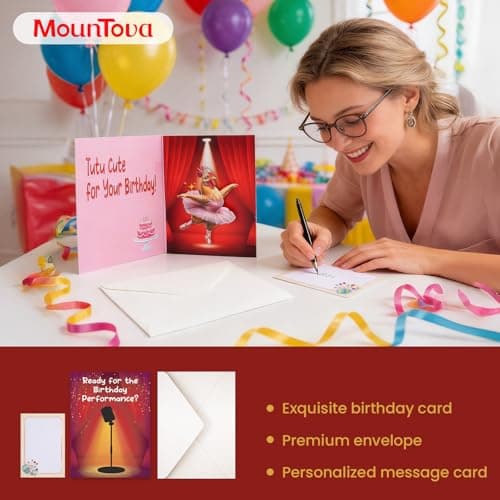 mountova Chicken Birthday Card with Music & Motion, Musical Birthday Cards for Girl, Sister, Granddaughter, Daughter, Mom, Cute Pop Up Birthday Card, 5.9"x7.9" - Thumbnail 6