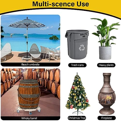 Goovilla Plant Stand with Wheels Heavy Duty, 1Pack Adjustable 15-22 Plant Caddy with Lockable Caster Wheels 440LBS, Rolling Plant Stand/Dolly/Roller for Indoor Outdoor Large Planter, Flower Pot,Beige - Thumbnail 5