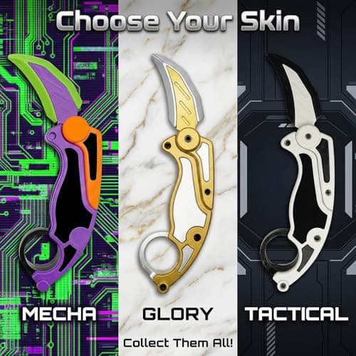 Fidget Claw Toy with Soft Silicone Blade, Plastic Karambit Practice Toy for Finger Spinning, 3D Printed Style Folding Pocket Spinner for Teens and Adults (Gold) - Thumbnail 4