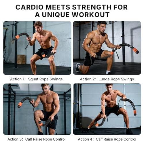 Power GUIDENCE Adjustable Weighted Ropeless Battle Ropes with 4 Resistance Rings, Portable Cordless Battle Rope for Home Gym, Progressive Strength & Low-Impact HIIT Training for Men & Women，Black - Thumbnail 5