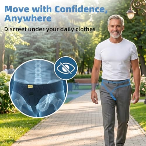 Tenbon Hernia Belts for Men and Women Left or Right Side Hernia Support Truss for Inguinal Groin Pain with Removable Compression Pads for Pref or Post-Surgical, Femoral, Comfortable Adjustable Waist Strap Guard - Thumbnail 3