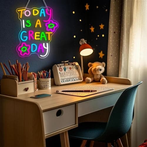 Classroom Neon Lights Today is a Great Day Neon Sign for Wall Decor in Coffee Bar Bedroom Reading Lights Up Sign for Classroom Library LED Books Decor Gifts to Teens Teachers - Thumbnail 2