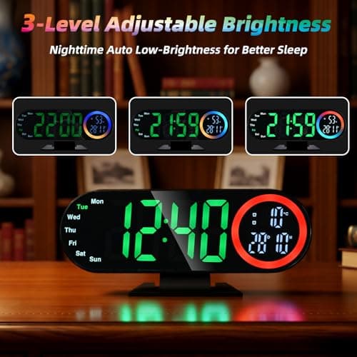 Digital Alarm Clocks with 16 Night Light, Loud Alarm Clock for Heavy Sleepers Adults Teens Kids Seniors, 3 Brightness 2 Alarm Mirror and LED Big Display Clocks for Bedside, Desk, Bedrooms Living Room - Thumbnail 4