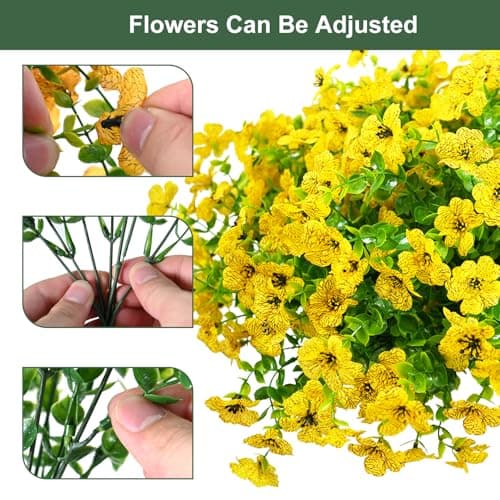 trytuny Artificial Flowers for Outdoor, UV Resistant Fake Silk Flowers, Realistic Faux Plants for Outside Indoor Porch Patio Window Box Planter Home Decor (14, Yellow) - Thumbnail 2