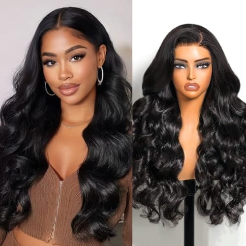 DAFIY 100% Human Hair High-temperature Verification,13x6 Body Wave Lace Front Women Wigs 200 Density Glueless Natural Color 24 Inch,Free Mystery Random Jewelry Pack(order from buy-one-get-one-page) - Image 1