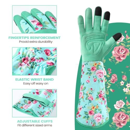 Ymomode Garden Gloves for Women - Long Sleeve Garden Gloves Ladies Light Protective Gloves for Yard & Outdoor Work - Thumbnail 3