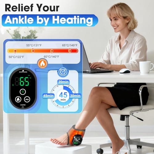 Cordless Neuropathy Foot Massager, Rechargeable Ankle Heating Pad for Pain Relief, Foot and Ankle Massage for Circulation, Suitable for Reduce Fatigue and Plantar Fasciitis, Travel & Home Use - Thumbnail 4