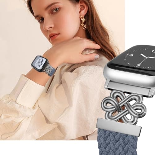 Chinber Braided Band Compatible with Apple Watch Bands 40mm 38mm 41mm 42mm 44mm 45mm 46mm 49mm, Magnetic Clasp Fabric Nylon Interlock Buckle Straps for iWatch Ultra Series 10/9/8/7/6/5/4/3/2/1/SE - Thumbnail 2