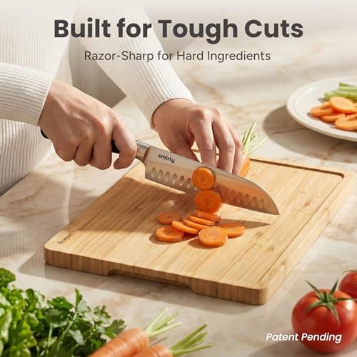 SMIRLY 14-Piece Kitchen Knife Set with Magnetic Block, High Carbon Stainless Steel Chef Knives, Ultra Sharp, Dishwasher Safe, Black - Thumbnail 3