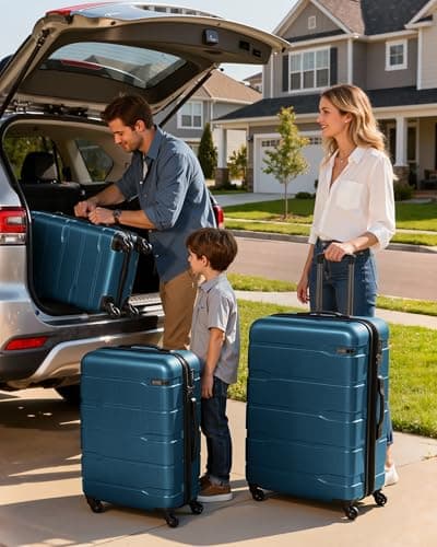 Coolife Luggage Set 3 Piece Hardside PC+ABS Suitcase with TSA Lock, Expandable Large Checked Luggage, Lightweight Rolling Carry On with Spinner Wheels(20/24/28 Inch, Caribbean Blue) - Thumbnail 2