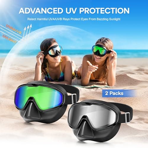 Aegend 2PCS Swim Goggles with Nose Cover,Adult Swimming Goggles with Fabric Strap,Wide View No Leaking Pool Goggles for Youth Adults - Thumbnail 6