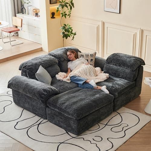 Ayovoch 115.7" Cloud Couch, Boneless Couch for Living Room, Modular Sectional Sofa, Deep Seat Memory Foam Chaise, Free Combination, No Assembly Required, Gray - Thumbnail 4