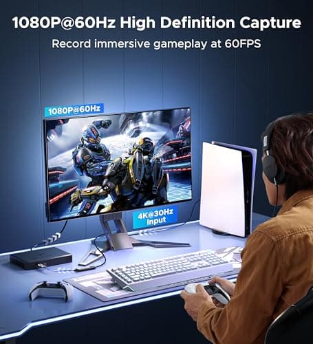 WARRKY Video Capture Card, 2-in-1 USB 3.0 USB A/C HDMI Capture Device, 4K Input 1080P 60FPS Low Latency Game Capture Card for Streaming & Recording, Compatible with PS5, Nintendo Switch, Xbox, PC, Mac - Thumbnail 2