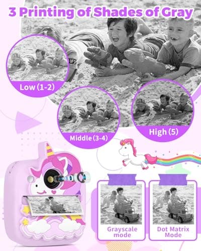 Kids Camera Instant Print, Christmas Birthday Gifts for Gils Age 3-8, 48MP &1080P Children Camera with Silicone Cover, Portable Toy Instant Camera for Kids 3 4 5 6 7 8 9 10 Year Old Girls - Thumbnail 5