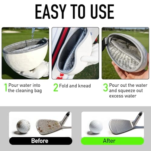 GAIARENA Golf Cleaning Bag Pouch Silicone Ball Washer Club Cleaner with Scrub and Wipe Cloth Gifts Ideas for Golfers On-course golf accessories White - Thumbnail 4